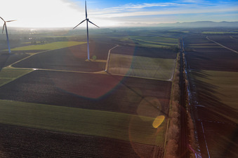 Minfelder Windpark im Bundesland Rheinland-Pfalz, Deutschland von oben