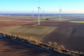 Minfelder Windpark im Bundesland Rheinland-Pfalz, Deutschland aus der Luft