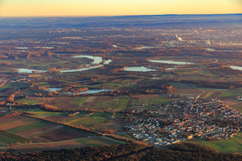Luftbild von Stadtübersicht im Winter aus Nordwesten in Rheinzabern im Bundesland Rheinland-Pfalz, Deutschland