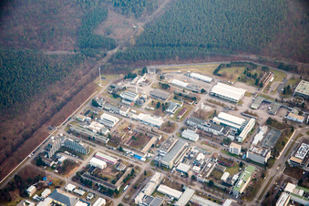 Drohnenaufname von Leopoldshafen, KIK Campus Nord in Eggenstein-Leopoldshafen im Bundesland Baden-Württemberg, Deutschland