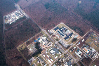 Leopoldshafen, KIK Campus Nord in Eggenstein-Leopoldshafen im Bundesland Baden-Württemberg, Deutschland vom Flugzeug aus