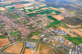Ortsübersicht im Winter aus Südosten in Schwegenheim im Bundesland Rheinland-Pfalz, Deutschland