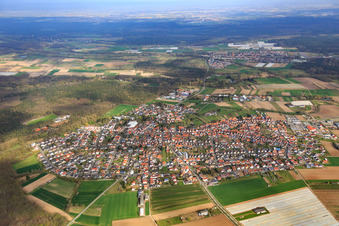 Ortsübersicht im Winter aus Süden in Harthausen im Bundesland Rheinland-Pfalz, Deutschland