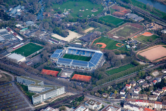 Luisenpark, Carl- Benz-Stadion im Ortsteil Oststadt in Mannheim im Bundesland Baden-Württemberg, Deutschland