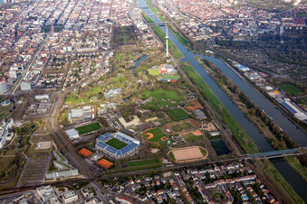 Luftbild von Luisenpark im Ortsteil Oststadt in Mannheim im Bundesland Baden-Württemberg, Deutschland