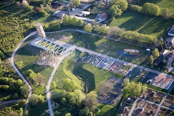 Landesgartenschau Gelände in Landau in der Pfalz im Bundesland Rheinland-Pfalz, Deutschland aus der Luft
