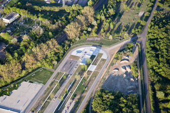 Landesgartenschau 2015 in Landau in der Pfalz im Bundesland Rheinland-Pfalz, Deutschland von einer Drohne aus