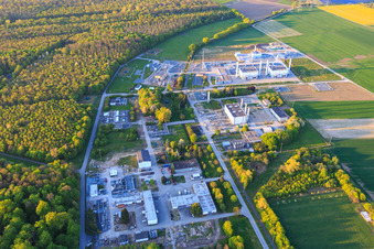 Open Grid Europe GmbH im Ortsteil Allmendfeld in Gernsheim im Bundesland Hessen, Deutschland aus der Luft