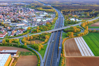 Ausfahrt Lorsch von der Autobahn A67 im Bundesland Hessen, Deutschland