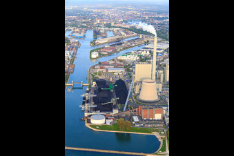 Luftaufnahme von EnBW Energie Baden-Württemberg AG, Rheinhafen-Dampfkraftwerk Karlsruhe im Ortsteil Daxlanden, Deutschland