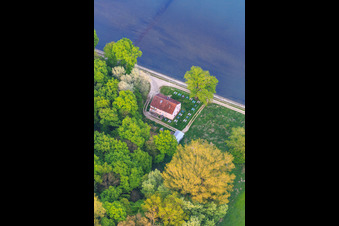 Luftbild von Goldgrund am Rheinufer im Ortsteil Maximiliansau in Wörth am Rhein im Bundesland Rheinland-Pfalz, Deutschland