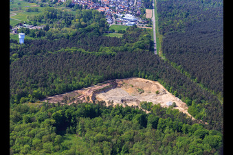 Luftbild von Sandgrube der Kalksandsteinwerke Schencking GmbH & Co. KG, Werk Bienwald im Ortsteil Büchelberg in Wörth am Rhein im Bundesland Rheinland-Pfalz, Deutschland