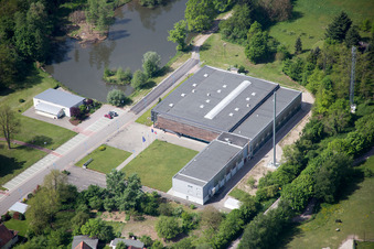 Luftaufnahme von Lauterbourg, Grenze im Bundesland Bas-Rhin, Frankreich