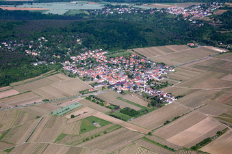 Luftbild von Ortsansicht der Straßen und Häuser der Wohngebiete im Ortsteil Am Münchberg in Bobenheim am Berg im Bundesland Rheinland-Pfalz, Deutschland