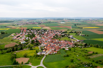 Luftbild von Ortsteil Rieden in Hausen bei Würzburg im Bundesland Bayern, Deutschland