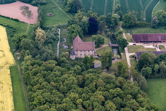 Luftbild von Wasserschloss Thienhausen im Ortsteil Rolfzen in Steinheim im Bundesland Nordrhein-Westfalen, Deutschland