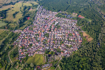 Neuburgweier von Norden in Rheinstetten im Bundesland Baden-Württemberg, Deutschland