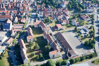 Luftaufnahme von Wissembourg im Bundesland Bas-Rhin, Frankreich