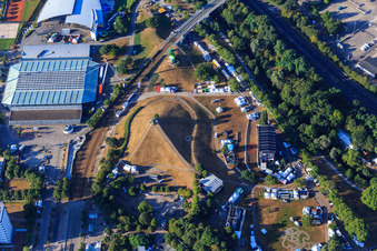 Luftbild von Europahalle. EuropaSpa, Mount Klotz im Ortsteil Südweststadt in Karlsruhe im Bundesland Baden-Württemberg, Deutschland