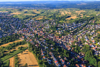 Luftbild von Ortansicht von Norden im Ortsteil Grünwettersbach in Karlsruhe im Bundesland Baden-Württemberg, Deutschland