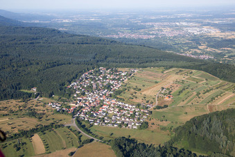 Luftaufnahme von Ortsteil Schluttenbach in Ettlingen im Bundesland Baden-Württemberg, Deutschland