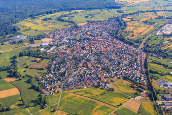 Luftbild von Stadtansicht aus Süden in Hagenbach im Bundesland Rheinland-Pfalz, Deutschland