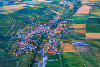 Dorfansicht aus Westen am Abend in Dierbach im Bundesland Rheinland-Pfalz, Deutschland