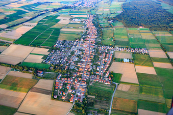 Luftbild von Dorfansicht aus Westen am Abend in Dierbach im Bundesland Rheinland-Pfalz, Deutschland