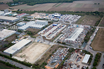 Worms, Industriegebiet Im Langgewan, Spedition Kube & Kubenz im Bundesland Rheinland-Pfalz, Deutschland von oben