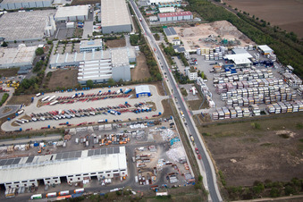 Worms, Industriegebiet Im Langgewan, Spedition Kube & Kubenz im Bundesland Rheinland-Pfalz, Deutschland aus der Vogelperspektive