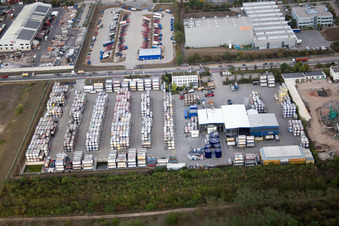 Luftaufnahme von Worms, Industriegebiet Im Langgewan, Spedition Kube & Kubenz im Bundesland Rheinland-Pfalz, Deutschland