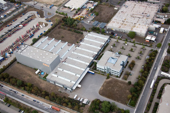 Worms, Industriegebiet Nord am Rhein im Bundesland Rheinland-Pfalz, Deutschland von oben gesehen