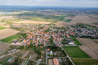 Luftaufnahme von Ortsteil Nordheim in Biblis im Bundesland Hessen, Deutschland