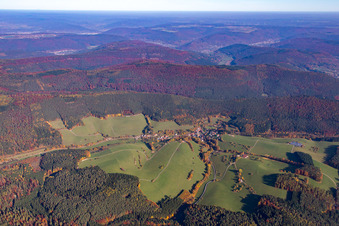 Luftbild von Ortsteil Watterbach in Kirchzell im Bundesland Bayern, Deutschland