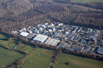 An der Roßweid im Ortsteil Grötzingen in Karlsruhe im Bundesland Baden-Württemberg, Deutschland von oben