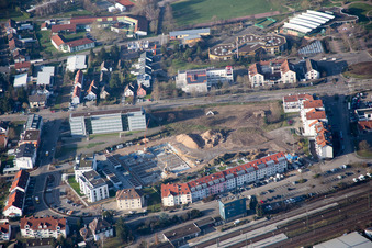 Luftbild von Bahnhofsring Baustelle im Ortsteil Graben in Graben-Neudorf im Bundesland Baden-Württemberg, Deutschland