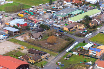 Luftbild von Industriegebiet Industriestraße mit Reitstall Petra Egalite und  Conrad Lackierfachbetrieb in Billigheim-Ingenheim im Bundesland Rheinland-Pfalz, Deutschland