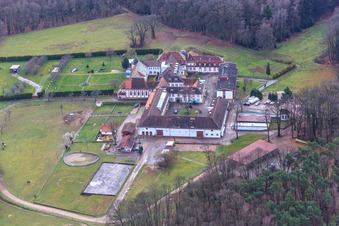 Luftbild von Pferedepension im  Kloster Liebfrauenberg in Bad Bergzabern im Bundesland Rheinland-Pfalz, Deutschland