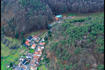 Oberdorfstraße mit Hundeschule Heldenmühle in Oberotterbach im Bundesland Rheinland-Pfalz, Deutschland