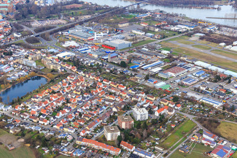 Stadtteil Am Renngraben am Russenweiher in Speyer im Bundesland Rheinland-Pfalz, Deutschland