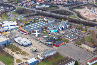 Schrägluftbild von Technik Museum Speyer im Bundesland Rheinland-Pfalz, Deutschland