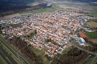 Ortsteil Rußheim in Dettenheim im Bundesland Baden-Württemberg, Deutschland von oben