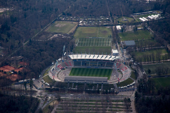 Luftbild von Karlsruhe, Wildparkstadion KSC im Ortsteil Oststadt im Bundesland Baden-Württemberg, Deutschland