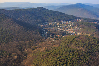 Stadtteil im Wald mt Bergsteinstr im Ortsteil Hambach an der Weinstraße in Neustadt an der Weinstraße im Bundesland Rheinland-Pfalz, Deutschland