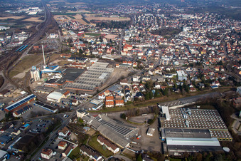 Luftaufnahme von Industriegebiet SW Glasmacherstr in Achern im Bundesland Baden-Württemberg, Deutschland