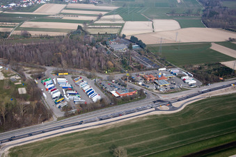 Luftbild von Autohof am Achernsee im Ortsteil Fautenbach im Bundesland Baden-Württemberg, Deutschland