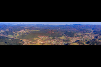 Luftbild von Dorfpanorama aus Westen in Bruchweiler-Bärenbach im Bundesland Rheinland-Pfalz, Deutschland