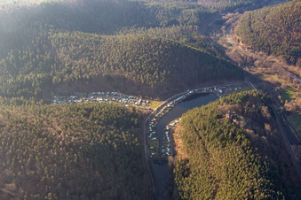 Dahn, Campingplatz Neudahner Weiher im Bundesland Rheinland-Pfalz, Deutschland