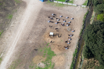 Schrägluftbild von Borgo Manara im Bundesland Emilia-Romagna, Italien