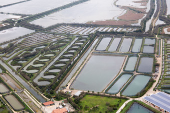 Pila im Bundesland Venetien, Italien aus der Vogelperspektive